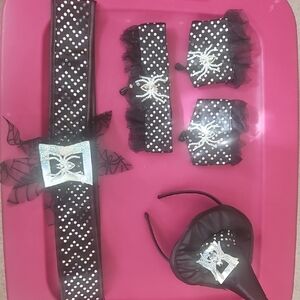 Black and Silver Polka Dot Lingerie Set